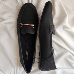 NEW WHITE MOUNTAIN black loafers flat gold selie